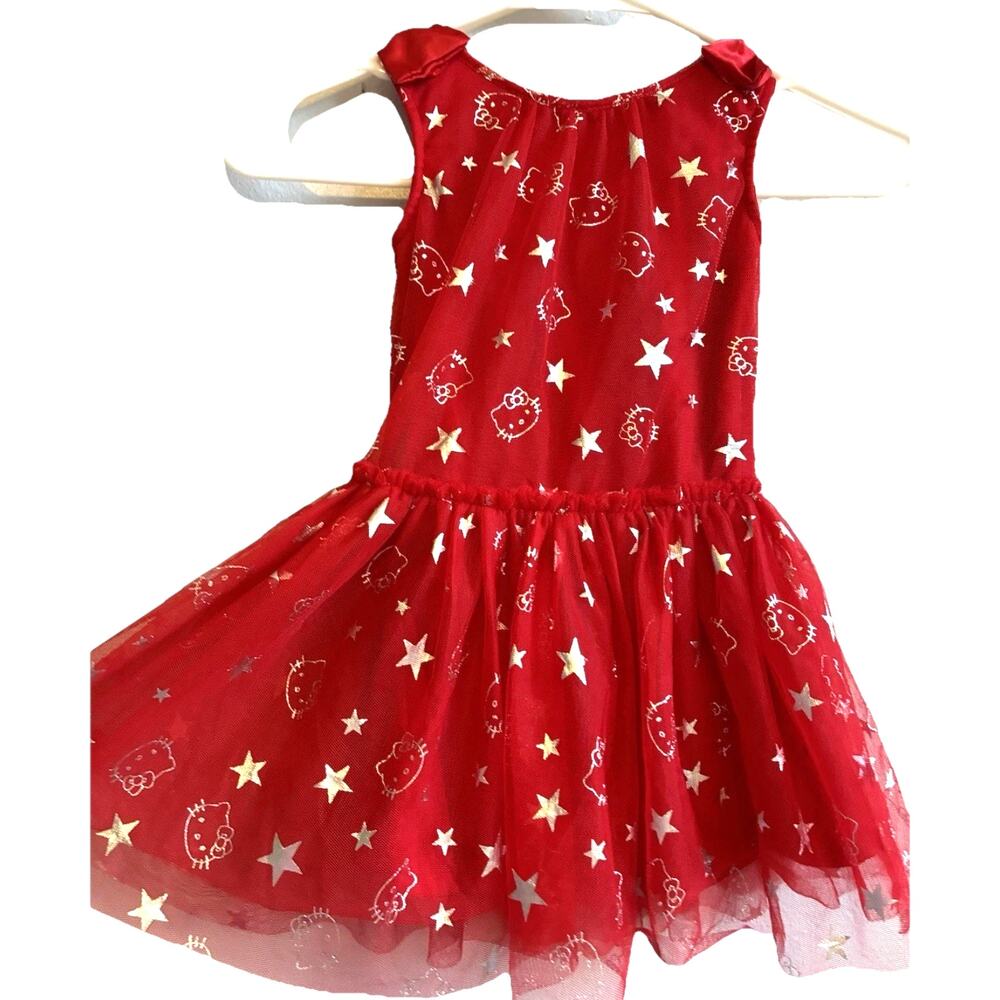Hello Kitty Toddler Girl's 3T Dress Ballet Sheer Tulle Red Cats Stars Flowy Mesh